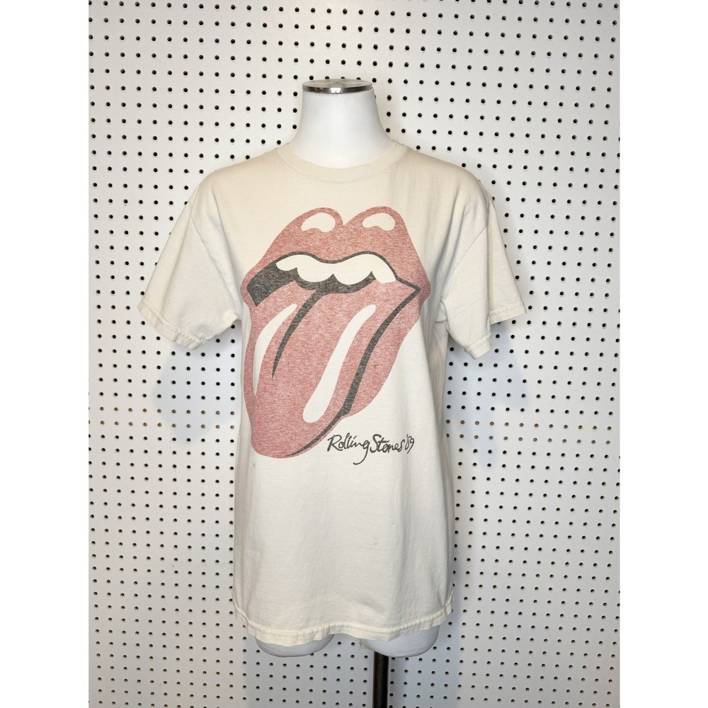 The Rolling Stones | Band T Shirt Graphic Print‎ Cream Off-White Unisex Size M